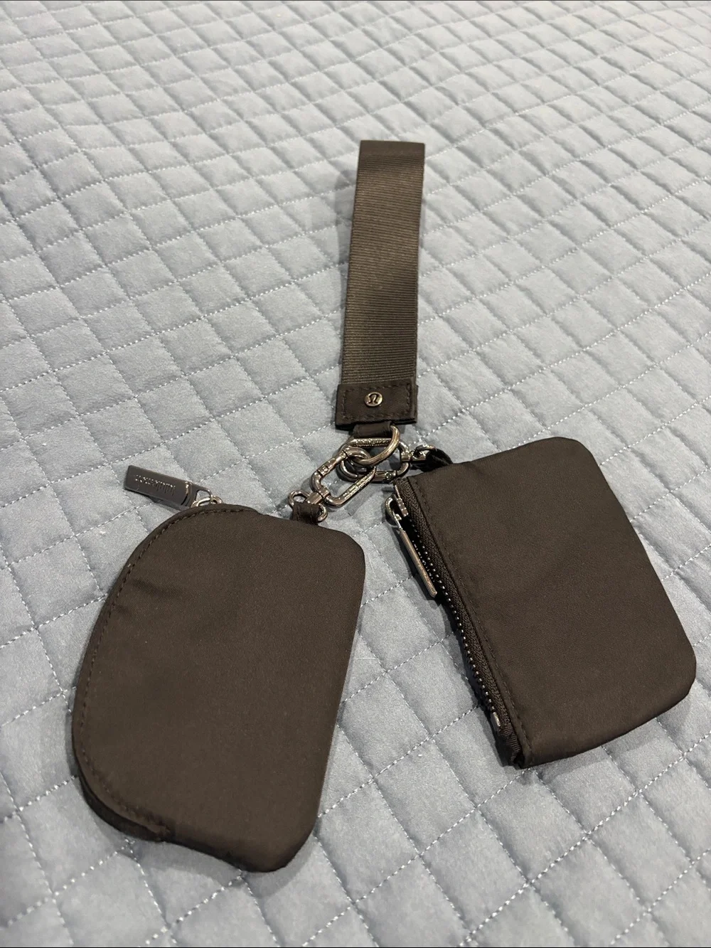 Woman’s “inspired” Black Dual Pouch Wrist Strap Bag